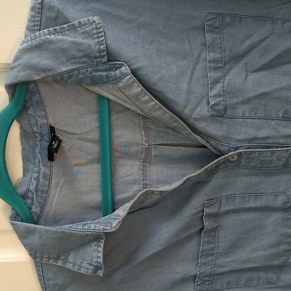 A.N.A. Woman's Jeans Button Down Ombre Shirt - Picture 2 of 7